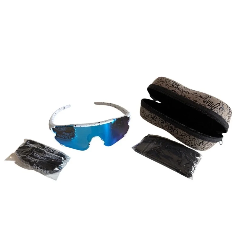 Kids Sports Sunglasses‎ with Blue Mirror Lens and White Frame